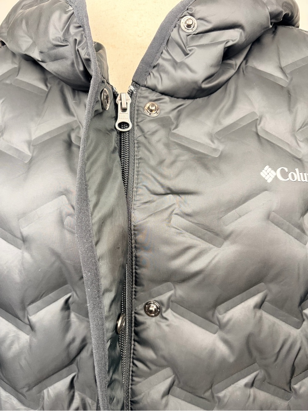 Columbia Omni-Heat Puffer Vest Hooded Black 3X Plus Down Cinch Waist - Picture 9 of 11